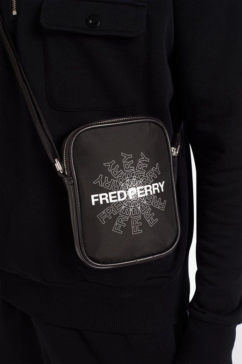 Black Fred Perry Graphic Print Mini Side Men's Bags | PH 1044SGLO